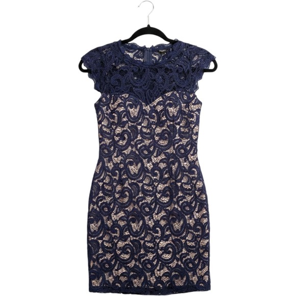 Sequin Hearts Dresses & Skirts - Sequin Hearts Navy Blue Lace Sequin Bodycon Dress Cap Sleeve 4413XX1C Size 1